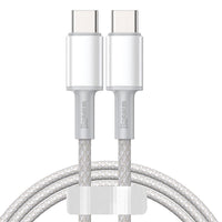 HKM-023379 High-Density Braided Flash Charging Data Cable - Type-C to Type-C, 1m/2m Lengths, Black/White/Navy Blue