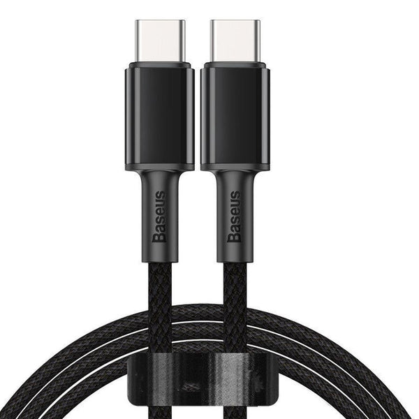 HKM-023379 High-Density Braided Flash Charging Data Cable - Type-C to Type-C, 1m/2m Lengths, Black/White/Navy Blue