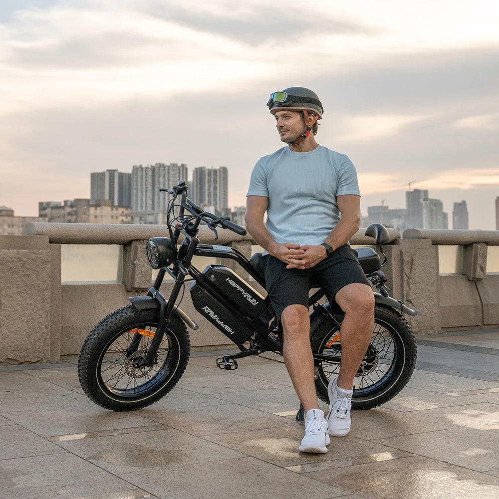 HKM-023443 HappyRun G70 Fast Electric Cargo Bike with 2000W Dual Battery and 48V System