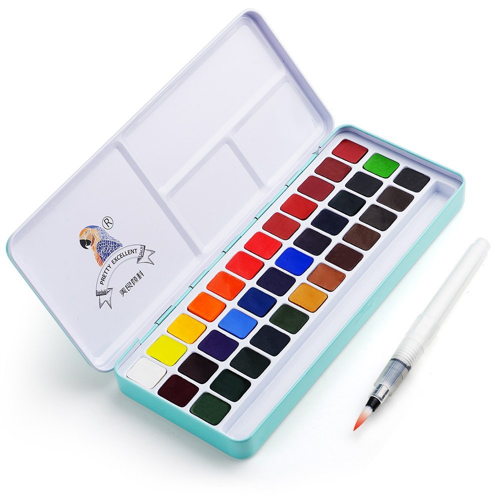 HKM-023443 Meiliang Solid Watercolor Paint Set - Available in 24 or 36 Vibrant Colors, Environmentally Friendly and Non-Toxic