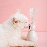 HKM-0235197 Funny Cat Tumbler Toy - Interactive ABS Design with Feather Replacements in Multiple Colors