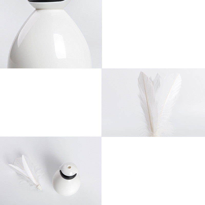 HKM-0235197 Funny Cat Tumbler Toy - Interactive ABS Design with Feather Replacements in Multiple Colors