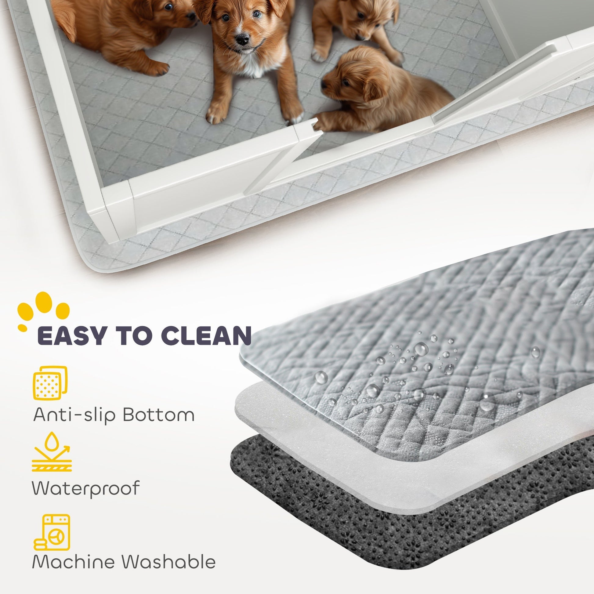 HKM-0235837 Dog Whelping Box with Washable Pad and Adjustable Door for Large Breeds – 96" x 47" x 19"