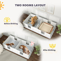 HKM-0235837 Dog Whelping Box with Washable Pad and Adjustable Door for Large Breeds – 96" x 47" x 19"
