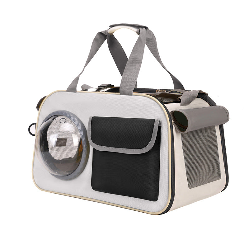 HKM-0236605 Portable Pet Backpack for Cats - Medium Soft Nylon Space Capsule Design, Available in Green, Yellow, Black