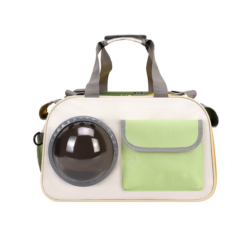 HKM-0236605 Portable Pet Backpack for Cats - Medium Soft Nylon Space Capsule Design, Available in Green, Yellow, Black