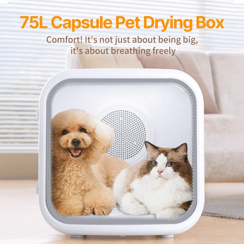 HKM-023763 75L Multi-Functional Pet Dryer Box with 360° Circulating Air and Intelligent Gate Lock