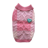 HKM-0238141 Plaid Polo-Collar Cardigan Sweater for Small to Medium Pets in Sky Blue and Pink