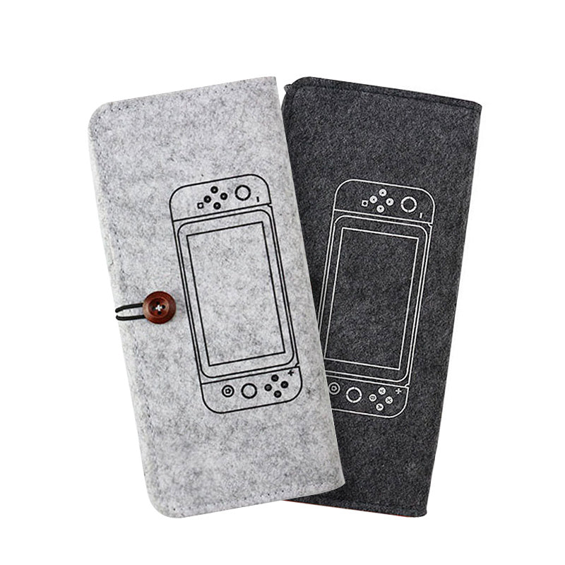 HKM-023827 Nintendo Switch Felt Pouch Bag with Dual Storage and Game Card Slots