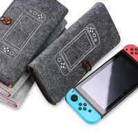 HKM-023827 Nintendo Switch Felt Pouch Bag with Dual Storage and Game Card Slots