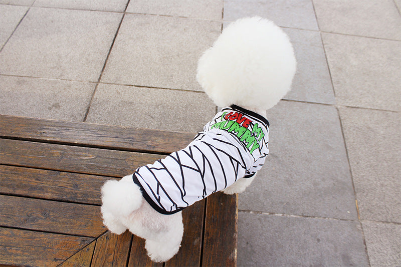 HKM-0238525 Colorful Cartoon Print Dog T-Shirts for Spring and Summer - Fun Pet Costumes Available