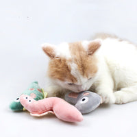 HKM-0238781 Plush Cat Toy Collection: Pink Snake, Gray Dinosaur, Green Fish - Soft and Adorable Designs