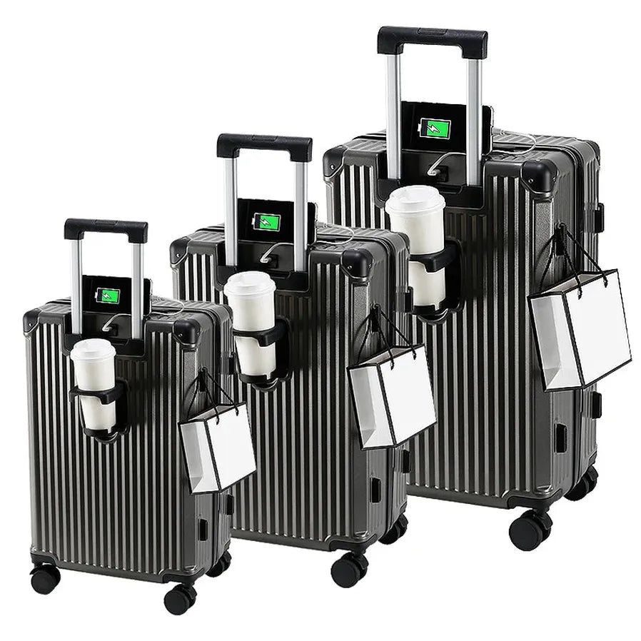 HKM-023891 Emerald Green 20 Inch Small Travel Suitcase Set with Extra Large Wheels - 3 Piece Luggage Set
