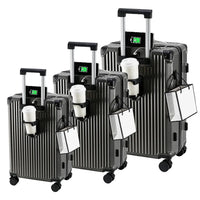 HKM-023891 Emerald Green 20 Inch Small Travel Suitcase Set with Extra Large Wheels - 3 Piece Luggage Set