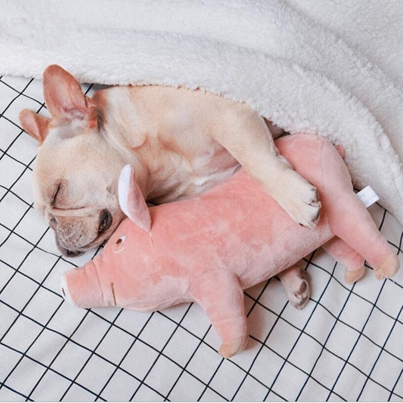 HKM-0239805 Pink Plush Pig Sleeping Companion Toy for Dogs