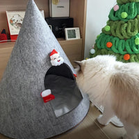 HKM-0240189 Handmade Felt Indoor Cat House - Enclosed Cone Design, 50cm Diameter, for Cats Under 12lbs