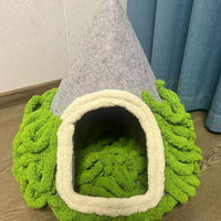 HKM-0240189 Handmade Felt Indoor Cat House - Enclosed Cone Design, 50cm Diameter, for Cats Under 12lbs