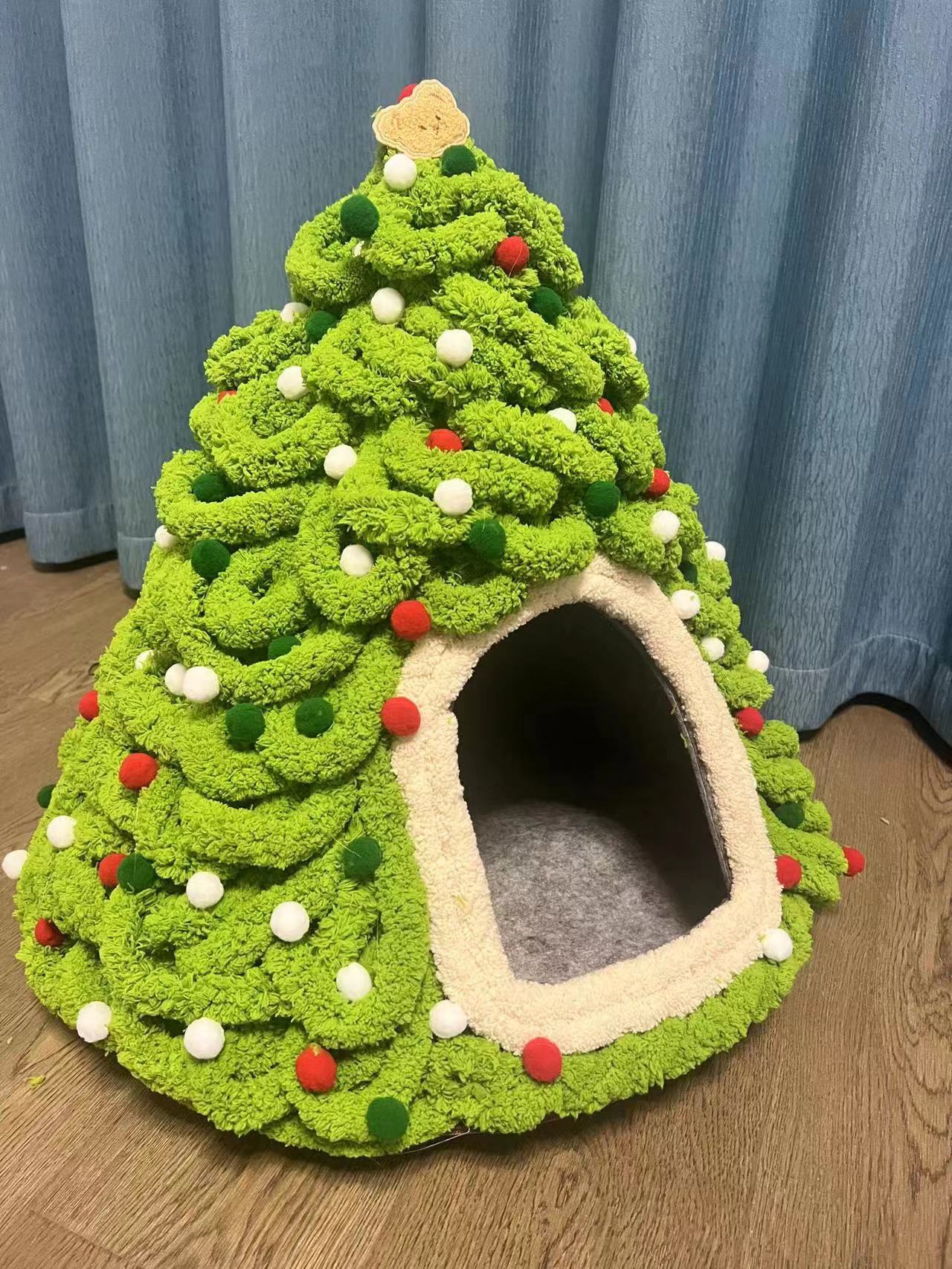 HKM-0240189 Handmade Felt Indoor Cat House - Enclosed Cone Design, 50cm Diameter, for Cats Under 12lbs