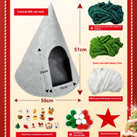 HKM-0240189 Handmade Felt Indoor Cat House - Enclosed Cone Design, 50cm Diameter, for Cats Under 12lbs