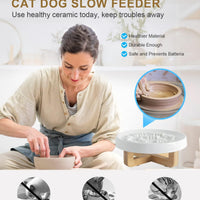 HKM-0240317 Ceramic Slow Feed Pet Bowl for Healthy Eating - Ideal for Cats and Small Dogs