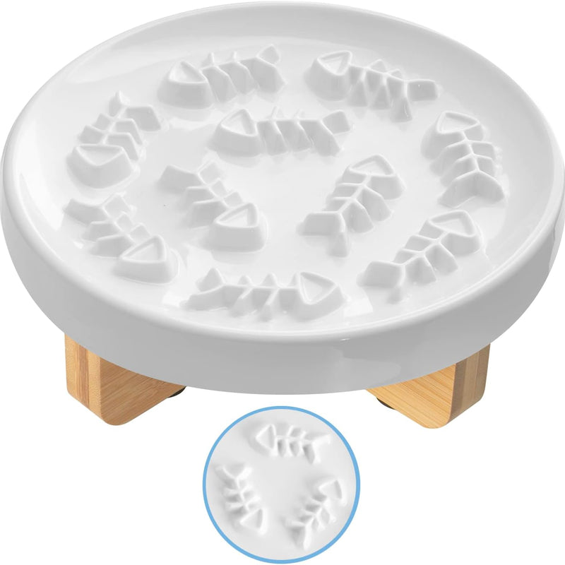 HKM-0240317 Ceramic Slow Feed Pet Bowl for Healthy Eating - Ideal for Cats and Small Dogs
