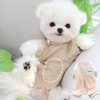 HKM-0240701 Cozy Beige Bear Coral Fleece Winter Wrap for Small Dogs