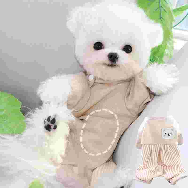HKM-0240701 Cozy Beige Bear Coral Fleece Winter Wrap for Small Dogs