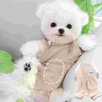 HKM-0240701 Cozy Beige Bear Coral Fleece Winter Wrap for Small Dogs