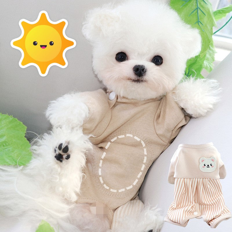 HKM-0240701 Cozy Beige Bear Coral Fleece Winter Wrap for Small Dogs