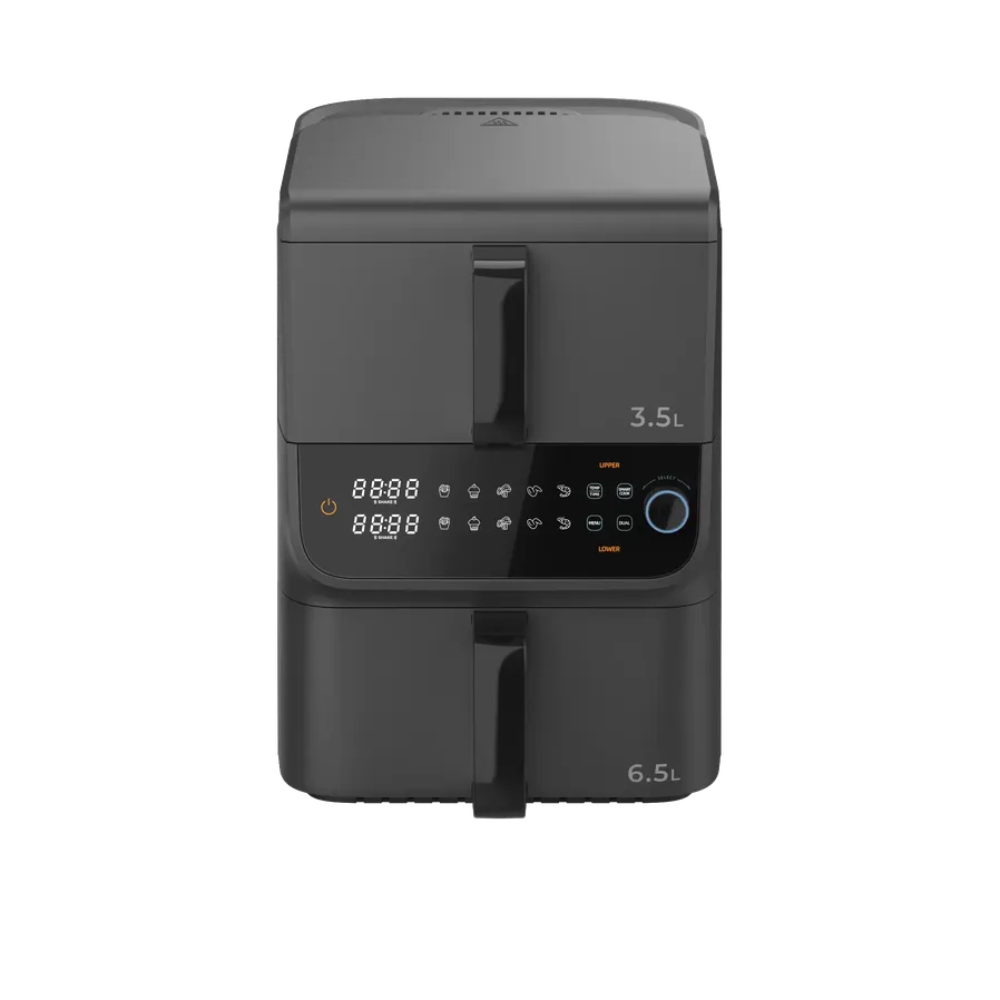 HKM-024083 Multi-Functional Digital Air Fryer with Dual-Core Technology - Oil-Free Cooking, High-Capacity, Silver Finish