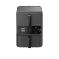 HKM-024083 Multi-Functional Digital Air Fryer with Dual-Core Technology - Oil-Free Cooking, High-Capacity, Silver Finish