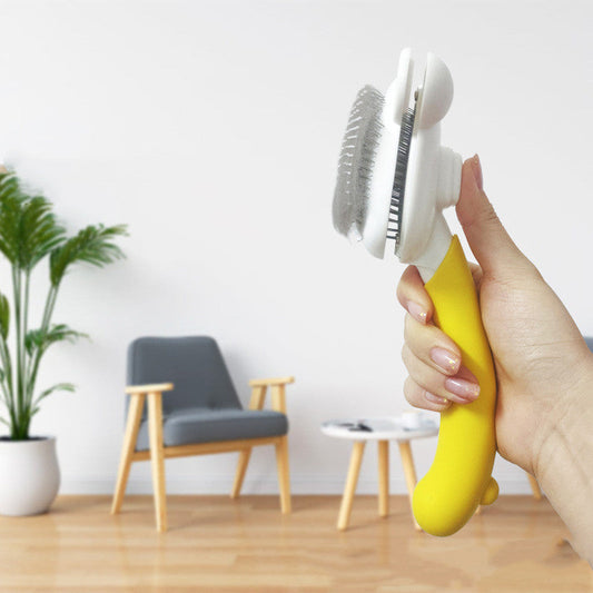 HKM-0241725 Dog Grooming Comb Brush for Easy Hair Removal - Durable ABS Material, Available in Yellow and Blue