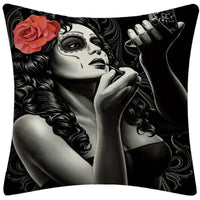 HKM-024211 Plush Decorative Pillow Cushion - People Pattern, 45x45cm for Home and Outdoor Spaces