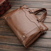 HKM-024211 Professional PU Leather Laptop Messenger Bag for Men - Versatile Business Shoulder Briefcase