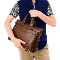HKM-024211 Professional PU Leather Laptop Messenger Bag for Men - Versatile Business Shoulder Briefcase
