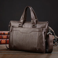 HKM-024211 Professional PU Leather Laptop Messenger Bag for Men - Versatile Business Shoulder Briefcase