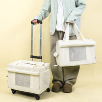 HKM-0242365 Portable Double-Deck Cat Backpack Luggage Bag in Solid Color Nylon
