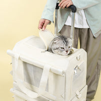 HKM-0242365 Portable Double-Deck Cat Backpack Luggage Bag in Solid Color Nylon