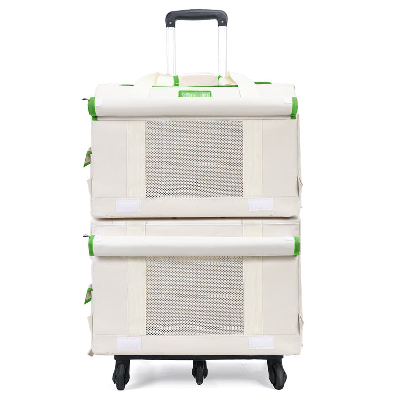 HKM-0242365 Portable Double-Deck Cat Backpack Luggage Bag in Solid Color Nylon