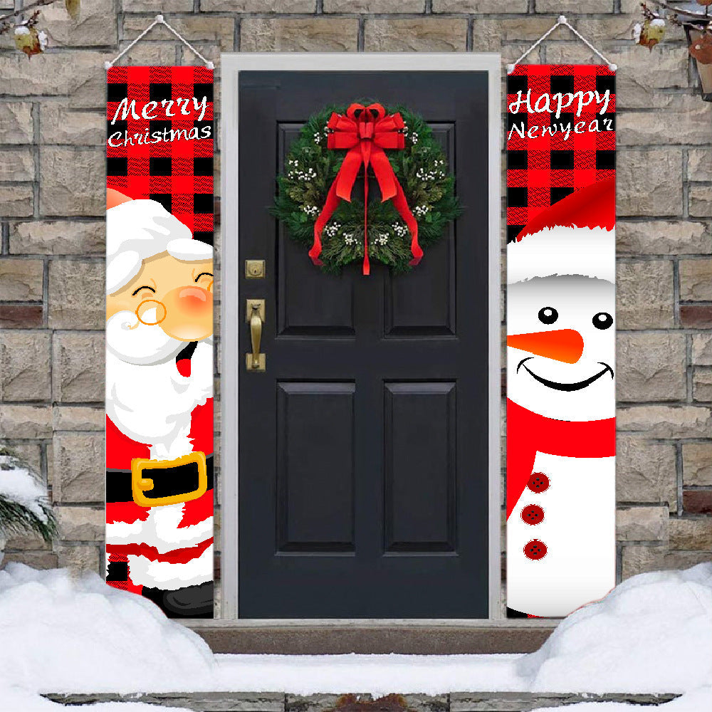 HKM-024275 Christmas Door Curtain with Santa Claus Pattern for Holiday Decor - Polyester, 180CM x 30CM