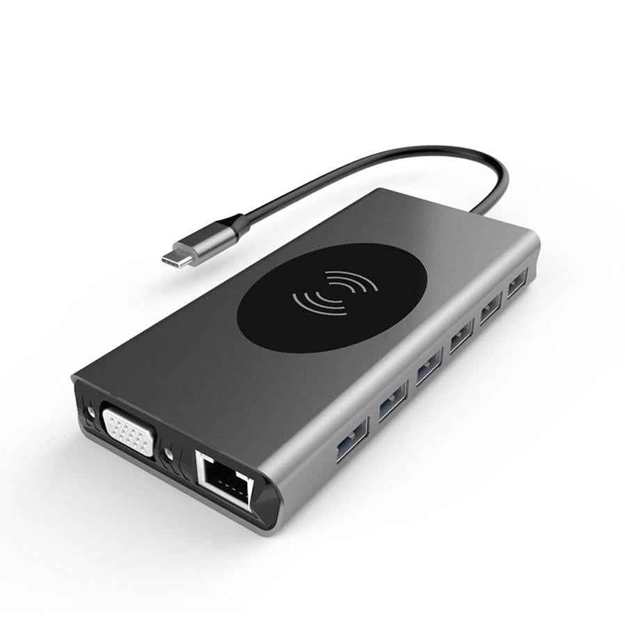 HKM-024339 Compact Type-C Notebook Hub Docking Station with 4K HDMI, 87W PD Charging, 7 Ports & Card Reader
