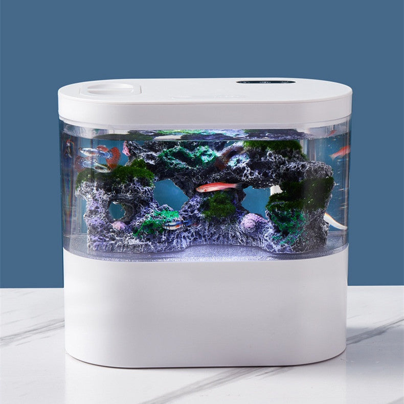 HKM-024339 Mini Desktop Self-Circulation Aquarium with LED Lights and Water Pump
