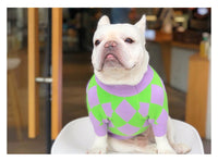HKM-0243901 Cozy Purple Diamond Plaid Sweater for Dogs in Various Sizes