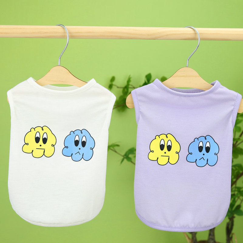HKM-0244285 Casual Purple Vest for Small and Medium-sized Pomeranian with Teddy Laughing Cloud Design