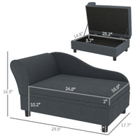 HKM-0244541 Cozy Dark Gray Pet Sofa Bed with Storage for Cats and Small Dogs