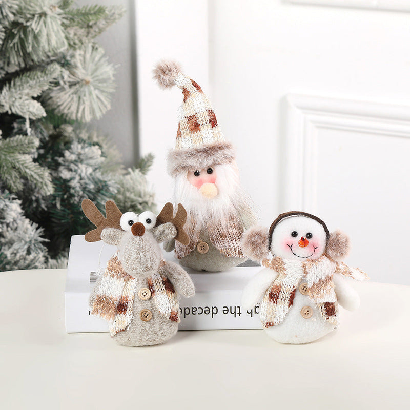 HKM-024467 Christmas-Themed Knitted Hat and Scarf Set with Snowman and Holiday Characters