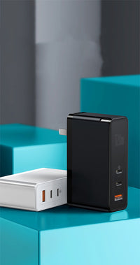HKM-024531 GaN Mini Fast Charger with USB A Output and Dual Fast Charging Cables