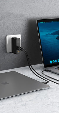 HKM-024531 GaN Mini Fast Charger with USB A Output and Dual Fast Charging Cables