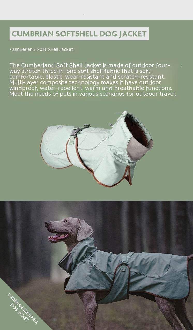 HKM-0245565 Waterproof and Windproof Soft Shell Jacket for Dogs in Basil Green and Iced Coffee Brown