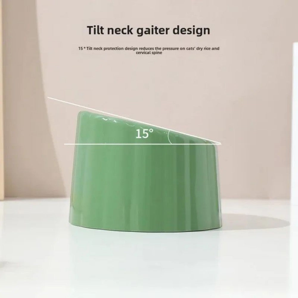 HKM-0246077 Solid Color High-Stand Anti-Slip Cat Bowl with Cactus Design for Easy Feeding